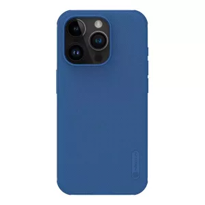 HUSĂ! - Protector de telefon din plastic NILLKIN SUPER FROSTED PRO (rezistent mediu la impact, cauciucat, suprafață rugoasă) ALBASTRU ÎNCHIS Apple iPhone 15 Pro