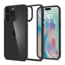  HUSĂ! - Protector de telefon din plastic SPIGEN ULTRA HYBRID (rezistent mediu la impact, cadru pernă de aer din silicon) NEGRU Apple iPhone 15 Pro Max