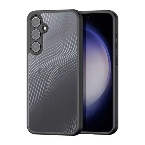 HUSĂ! - Protectie telefon DUX DUCIS AIMO din plastic (rezistenta la impact, cadru silicon, protectie camera, mat, ondulat) NEGRU Samsung Galaxy S23 FE (SM-S711)