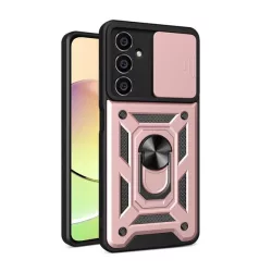   HUSĂ! - Protectie din plastic pentru telefon Defender (rezistenta la impact, interior din silicon, inel de retinere, protectie pentru camera) ROZ Samsung Galaxy S23 FE (SM-S711)