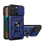   Protector de telefon din plastic Defender (rezistenta la impact mediu, interior din silicon, inel pentru suport telefon, protectie camera) ALBASTRU INCHIS Apple iPhone 15 Pro