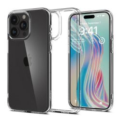   HUSĂ! - Protectie de telefon din plastic SPIGEN ULTRA HYBRID (rezistenta la impact mediu, cadru perna de aer din silicon) TRANSPARENT Apple iPhone 15 Pro