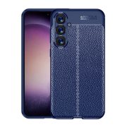   Protectie din silicon pentru telefon (rezistenta la impact, efect piele, model de cusaturi) ALBASTRU INCHIS Samsung Galaxy S23 FE (SM-S711)