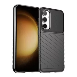   HUSĂ! - Protectie din silicon pentru telefon (rezistenta la impact, cu dungi, model convex) NEGRU Samsung Galaxy S23 FE (SM-S711)