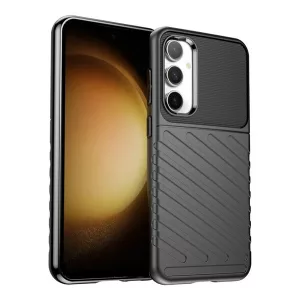 HUSĂ! - Protectie din silicon pentru telefon (rezistenta la impact, cu dungi, model convex) NEGRU Samsung Galaxy S23 FE (SM-S711)