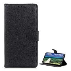   HUSĂ! - Husă în picioare, efect piele (FLIP, deschidere laterală, suport desktop, premium) NEGRU Samsung Galaxy S23 FE (SM-S711)