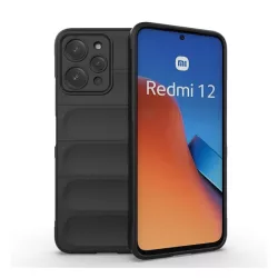   HUSĂ! - Husă silicon pentru telefon (mediu rezistent la șocuri, protecția camerei, model 3D) negru Xiaomi Redmi 12