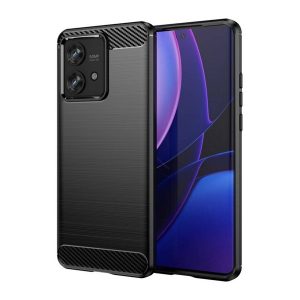 HUSĂ! - protecțiede telefon din silicon (rezistent la impact mediu, talon cu bule, periat, model de carbon) negru Motorola Edge 40 Neo 5G (XT2307)