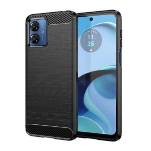 HUSĂ! - Protector de telefon din silicon (rezistenta la impact, colt cu perna de aer, periat, model carbon) NEGRU Motorola Moto G54 5G (XT2343-1), Moto G54 5G Power (XT2343-6)