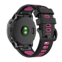   Curea de schimb (dimensiune personalizată, 20 mm, silicon, cataramă neagră, conexiune QuickFit) NEGRU/ROZ Garmin Fenix ​​​​5S, Garmin Epix Pro (Gen2) 42 mm, Garmin Fenix ​​​​5S Plus, Garmin Fenix ​​​​6S, Garmin Fenix ​​​​6S Pro, Garmin Fenix ​​​​6S 