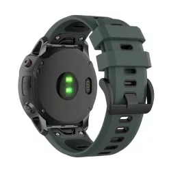   Curea de schimb (dimensiune personalizată, 26 mm, silicon, cataramă neagră, conexiune QuickFit) VERDE ÎNCHIS/NEGRU Garmin Fenix ​​​​5X, Garmin Fenix ​​​​6X, Garmin Fenix ​​​​6X Pro, Garmin Fenix ​​​​6X Pro Sapphire, Garmin Fenix ​​​​​​6X Pro Solar, 