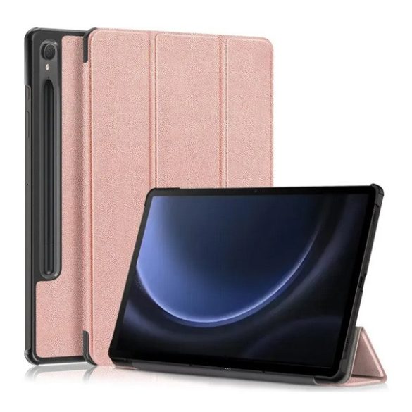 Husă în picioare, efect piele (FLIP activ, deschidere laterală, TRIFOLD, suport desktop, suport creion) ROSE GOLD Samsung Galaxy Tab S9 FE WIFI (SM-X510), Samsung Galaxy Tab S9 FE LTE (SM-X516)