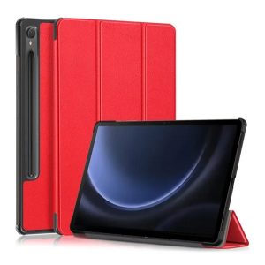 Husă în picioare, efect piele (FLIP activ, deschidere laterală, TRIFOLD, suport desktop, suport creion) ROȘU Samsung Galaxy Tab S9 FE LTE (SM-X516), Samsung Galaxy Tab S9 FE WIFI (SM-X510)