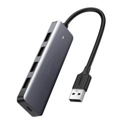 UGREEN USB HUB 5in1 (hub, 4 prize USB+Type-C, 16cm) GREY