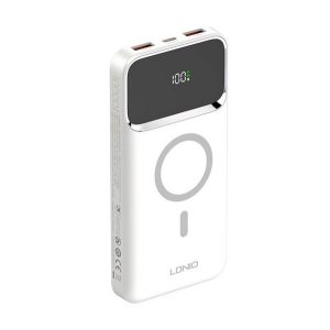 Încărcător de urgență LDNIO 2 prize USB+Type-C (10000mAh, 15W, încărcător rapid PD, wireless) ALB
