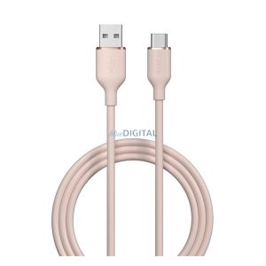 Cablu de date DEVIA JELLY (USB - Type-C, 2.4A, încărcător rapid, 120cm) ROZ