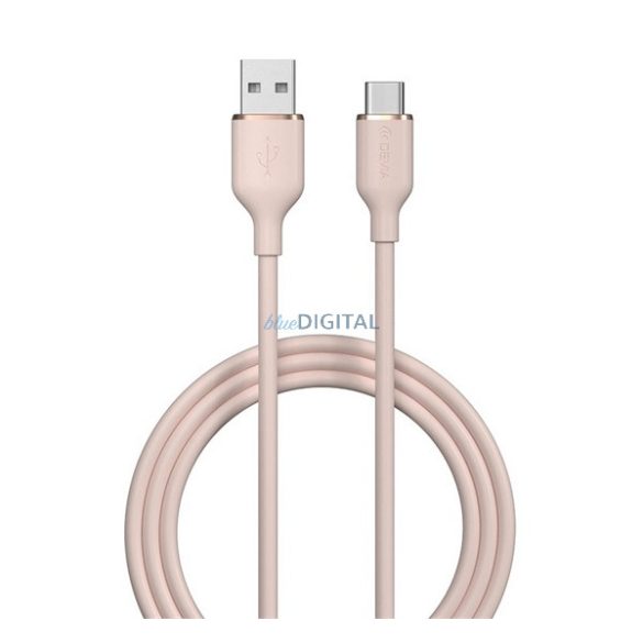 Cablu de date DEVIA JELLY (USB - Type-C, 2.4A, încărcător rapid, 120cm) ROZ