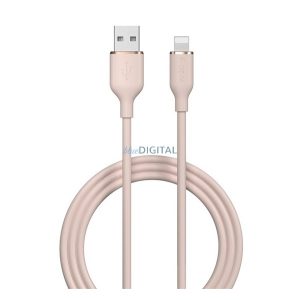 Cablu de date DEVIA JELLY (USB - lightning, 2.4A, încărcător rapid, 120cm) ROZ Apple IPAD 2, iPhone 5, iPhone 5S