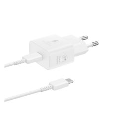   Încărcător SAMSUNG priză tip C (25W, GaN, încărcător rapid PD + cablu tip C) ALB