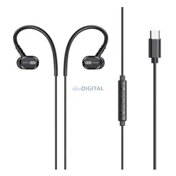   AWEI TC-6 Căști stereo (Type-C, clip-on, microfon, buton de înregistrare, control volum) NEGRU
