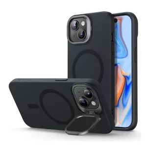 HUSĂ! - Protector de telefon din silicon ESR CLOUD (rezistenta medie la impact, colt cu perna de aer, compatibil Magsafe, suport) NEGRU Apple iPhone 15