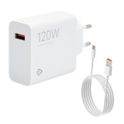   Încărcător XIAOMI priză USB (120W, încărcător rapid PD + cablu tip C) ALB
