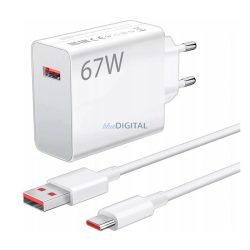   XIAOMI Încărcător AC priză USB (67W, încărcător rapid PD + cablu Type-C) ALB