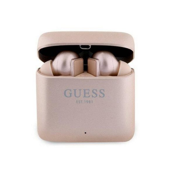 Căști bluetooth GUESS PRINTED LOGO STEREO (v5.1, TWS, microfon + carcasă de încărcare) ROSE GOLD