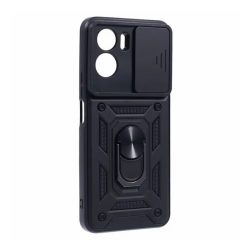   HUSĂ! - Protecție din plastic pentru telefon Defender (rezistentă la impact mediu, interior din silicon, inel suport telefon, protecție cameră foto) negru Honor 90 Lite 5G