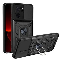   HUSĂ! - Defender protecțiede plastic pentru telefon (rezistent la impact mediu, interior din silicon, inel pentru titularul telefonului, protecție pentru cameră) negru Xiaomi 13T Pro, 13T