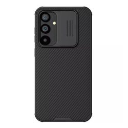   HUSĂ! - Protector de telefon din plastic NILLKIN CAMSHIELD PRO (cadru din silicon, rezistenta la impact, protectie camera, dungi) NEGRU Samsung Galaxy S23 FE (SM-S711)