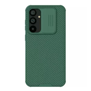 HUSĂ! - Protector de telefon din plastic NILLKIN CAMSHIELD PRO (cadru din silicon, rezistenta la impact, protectie camera, dungi) VERDE ÎNCHIS Samsung Galaxy S23 FE (SM-S711)