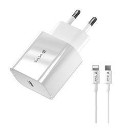   Încărcător DEVIA SMART V2 priză tip C (20W, încărcător rapid PD + cablu fulger) ALB