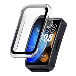   Rama din plastic (BUMPER, rezistenta la impact + sticla protectoare ecran) TRANSPARENT Huawei Band 8