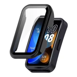   Cadru din plastic (BUMPER, rezistență la șocuri + sticlă de protecție a ecranului) negru Huawei Band 8