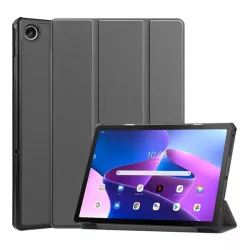   Husă stativă cu efect de piele (FLIP activ, deschidere laterală, funcție de suport pentru birou TRIFOLD) GREY Lenovo Tab M10 Plus (TB128) LTE, Tab M10 Plus (TB125) WIFI