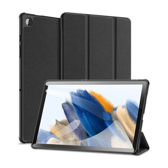Husa DUX DUCIS DOMO in picioare, efect piele (activ, cu deschidere laterala, TRIFOLD, suport desktop, model textil) NEGRU Samsung Galaxy Tab A9 Plus 5G (SM-X216), Galaxy Tab A9 Plus WIFI (SM-X210)