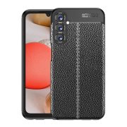   Protectie din silicon pentru telefon (rezistenta la impact mediu, efect piele, model de cusaturi) NEGRU Samsung Galaxy A25 5G (SM-A256)