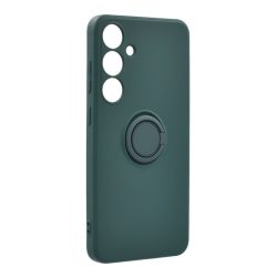   HUSĂ! - Protector de telefon din silicon (inel de suport pentru telefon, interior din microfibră de pluș, placă metalică încorporată, protecție pentru cameră) VERDE ÎNCHIS Samsung Galaxy A25 5G (SM-A256)