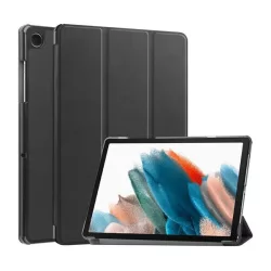   Carcasa in picioare, efect piele (FLIP activ, deschidere laterala, TRIFOLD, suport desktop) NEGRU Samsung Galaxy Tab A9 LTE ​​​​(SM-X115), Galaxy Tab A9 WIFI (SM-X110)
