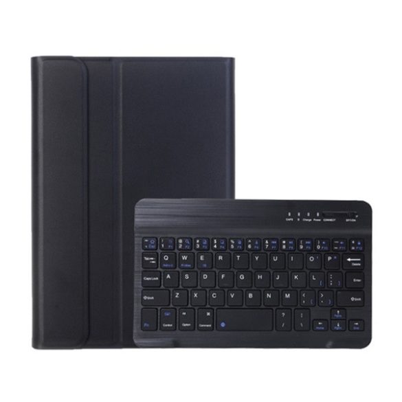 Carcasa in picioare, efect piele (FLIP, tastatura bluetooth, suport desktop, QWERTY, limba engleza, suport creion) NEGRU Samsung Galaxy Tab A9 LTE ​​​​(SM-X115), Galaxy Tab A9 WIFI (SM-X110)