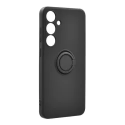   HUSĂ! - Protector de telefon din silicon (inel suport telefon, interior din microfibră de pluș, placă metalică încorporată, protecție pentru cameră) NEGRU Samsung Galaxy S24 Plus (SM-S926)