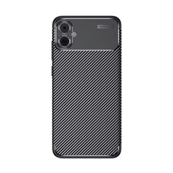   Protectie din silicon pentru telefon (rezistenta medie la impact, colt cu perna de aer, model carbon) NEGRU Samsung Galaxy A05 (SM-A055F)