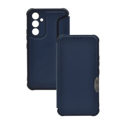   HUSĂ! - Carcasă în picioare, efect piele (FLIP, deschidere laterală, colț cu pernă de aer, protecție pentru cameră, model carbon) ALBASTRU ÎNCHIS Samsung Galaxy S23 FE (SM-S711)