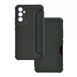   HUSĂ! - Carcasă în picioare, efect piele (FLIP, deschidere laterală, colț cu pernă de aer, protecție pentru cameră, model carbon) VERDE ÎNCHIS Samsung Galaxy S23 FE (SM-S711)