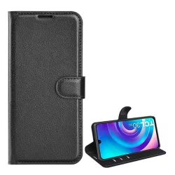   HUSĂ! - Carcasă în picioare, efect piele (FLIP, deschidere laterală, funcție de suport pentru birou, premium) BLACK TCL 30 4G