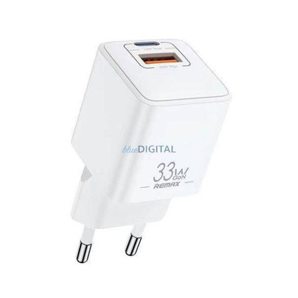 REMAX BATT încărcător de rețea USB + priză Type-C (33W, GaN, încărcător rapid PD) ALB