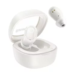   Căști bluetooth BASEUS BOWIE WM02 OS STEREO (v5.3, TWS, extra mini + carcasă de încărcare) ALBE