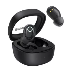   Căști bluetooth BASEUS BOWIE WM02 OS STEREO (v5.3, TWS, extra mini + carcasă de încărcare) NEGRU