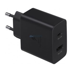 Încărcător de rețea SAMSUNG USB+Type-C (35W, încărcător rapid PD 3.0) NEGRU